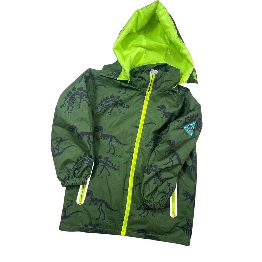 Top &‎ Sky Kids Dinosaur Rain Jacket Hooded Lightweight Green Size 140